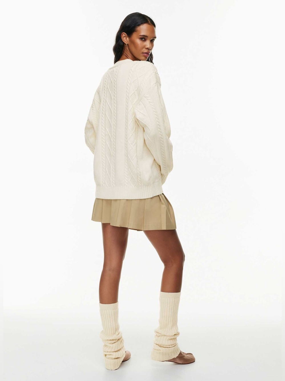 Sunday Best Aritzia Lamora Cable Knit Wool Cardigan in Whisper White Size 2XS - Picture 3 of 14